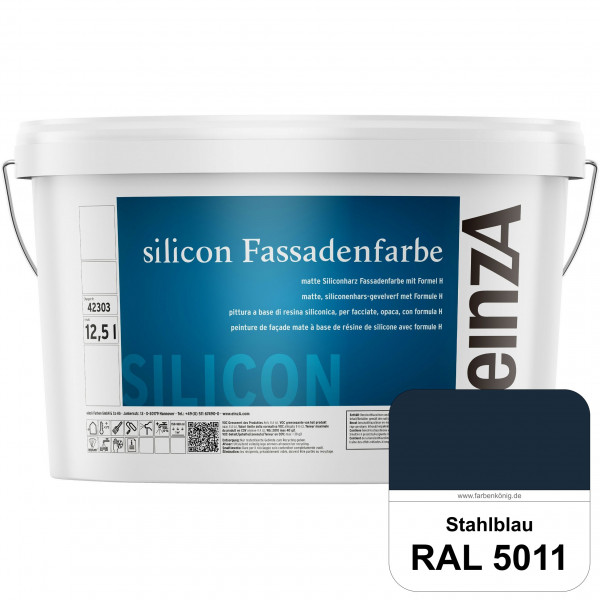einzA silicon Fassadenfarbe (RAL 5011 Stahlblau) Hochwertige Siliconharz-Fassadenfarbe