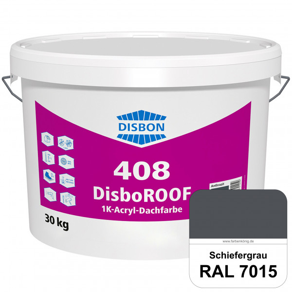 DisboROOF 408 1K-Acryl-Dachfarbe (RAL 7015 Schiefergrau) Elastische Reinacrylatbeschichtung für Beto