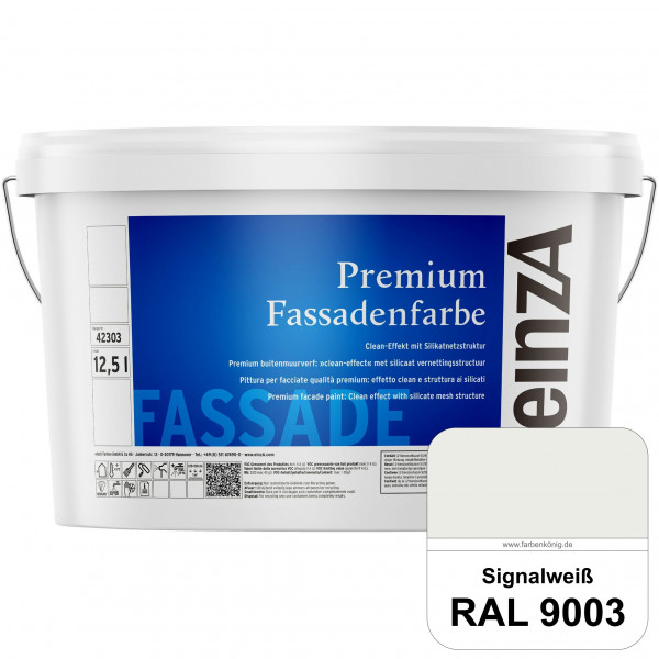 einzA Premium Fassadenfarbe (RAL 9003 Signalweiß) Hochwertige Fassadenfarbe mit Clean-Effekt