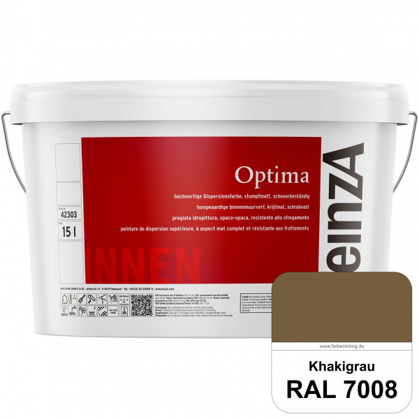 einzA Optima (RAL 7008 Khakigrau) Stumpfmatte Dispersionsfarbe für hochwertige Anstriche