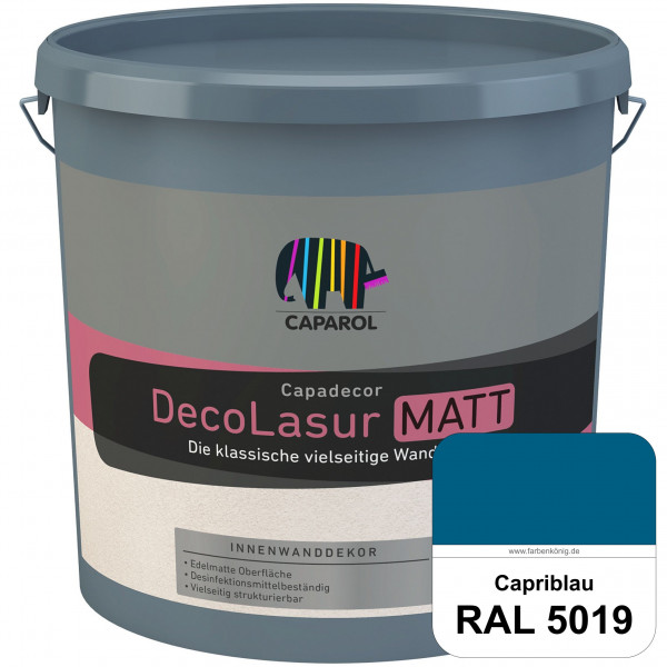 Capadecor DecoLasur Matt (RAL 5019 Capriblau) Matte Lasurfarbe auf Dispersionsbasis (innen)