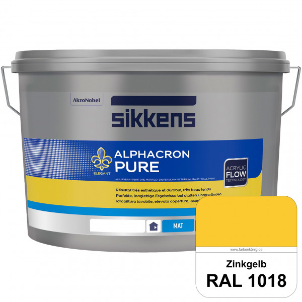 Alphacron Pure (RAL 1018 Zinkgelb) Edelmatte & hochertige Premium Wandfarbe für glatte Untergründe.