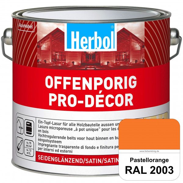 Herbol Offenporig Pro-Décor (RAL 2003 Pastellorange) Hochwertige Ein-Topf-Holzlasur mit 2-Phasen-UV-