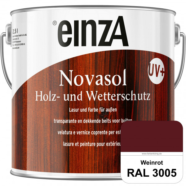einzA Novasol HW Farbe (RAL 3005 Weinrot) Deckender Wetterschutz für außen