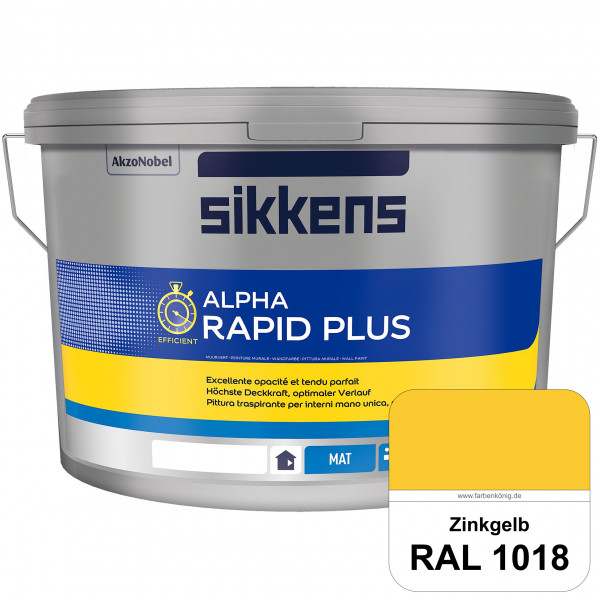 Alpha Rapid Plus (RAL 1018 Zinkgelb) Hochwertige & stumpfmatte Wandfarbe für mittlere Belastungen