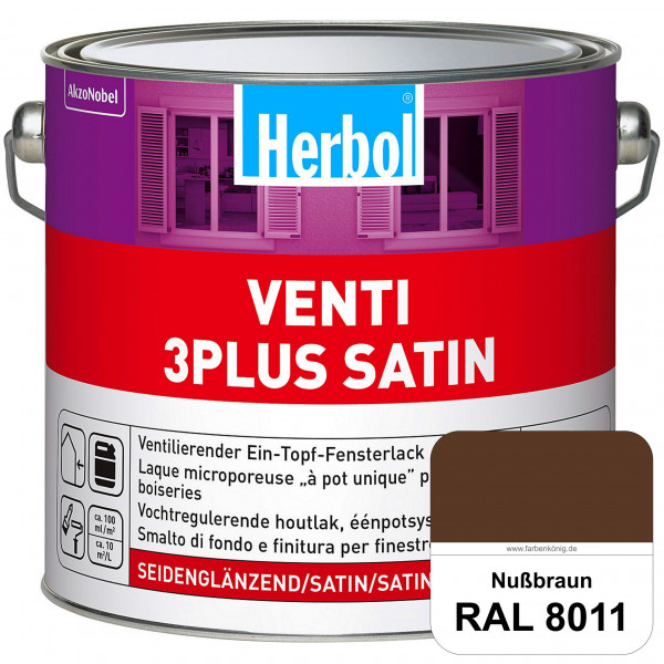 Venti 3Plus Satin (RAL 8011 Nussbraun) feuchtigkeitregulierender & seidenglänzender Ein-Topf-Fenster