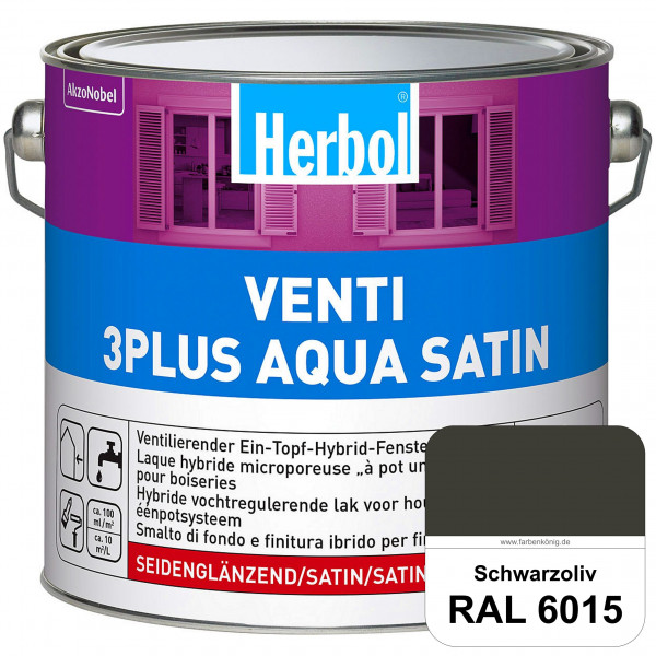 Venti 3Plus Aqua Satin (RAL 6015 Schwarzoliv) wasserbasierter & feuchtigkeitregulierender Ein-Topf-F
