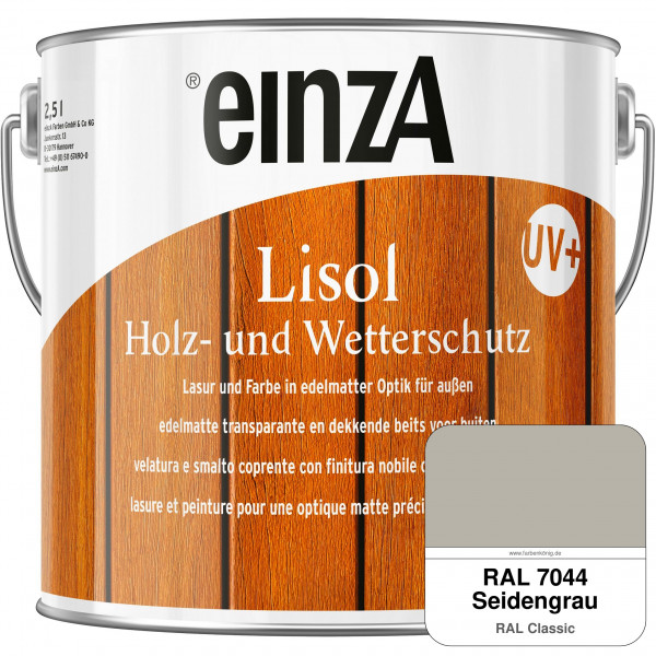 einzA Lisol Holz- und Wetterschutz Lasur und Farbe (RAL 7044 Seidengrau)