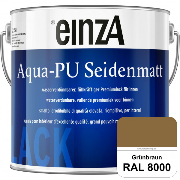 einzA Aqua-PU seidenmatt (RAL 8000 Grünbraun) wasserverdünnbarer Premiumlack für innen