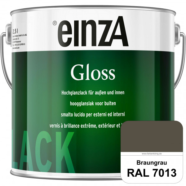 einzA Gloss (RAL 7013 Braungrau) Hochwertiger Alkydharzlack in Premium-Qualität, hochglänzend.