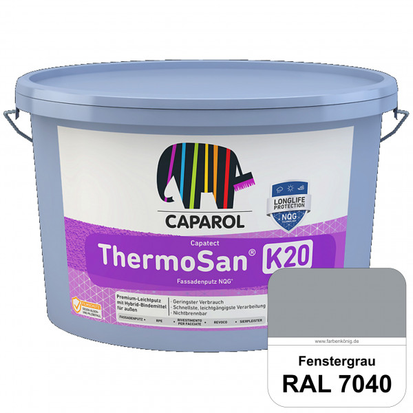 Capatect ThermoSan® Fassadenputz NQG® (R 20) (RAL 7040 Fenstergrau) Reibeputz-Struktur in Körnung 2