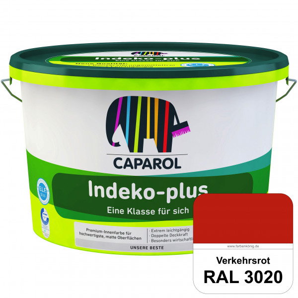 Indeko-plus (RAL 3020 Verkehrsrot) doppeldeckende matte & hochwertige Innenfarbe