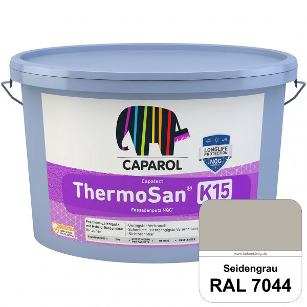 Capatect ThermoSan® Fassadenputz NQG® (K 15) (RAL 7044 Seidengrau) Kratzputz-Struktur in Körnung 1,5