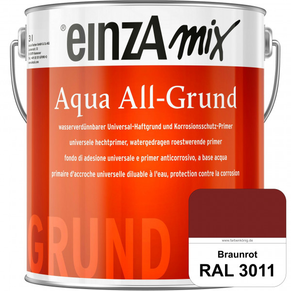 einzA Aqua All-Grund (RAL 3011 Braunrot) Wasserverdünnbarer Haftgrund & Korrosionsschutz-Primer