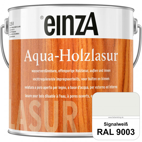 einzA Aqua-Holzlasur (RAL 9003 Signalweiß) wasserverdünnbare offenporige Holzlasur für Holzbauteile