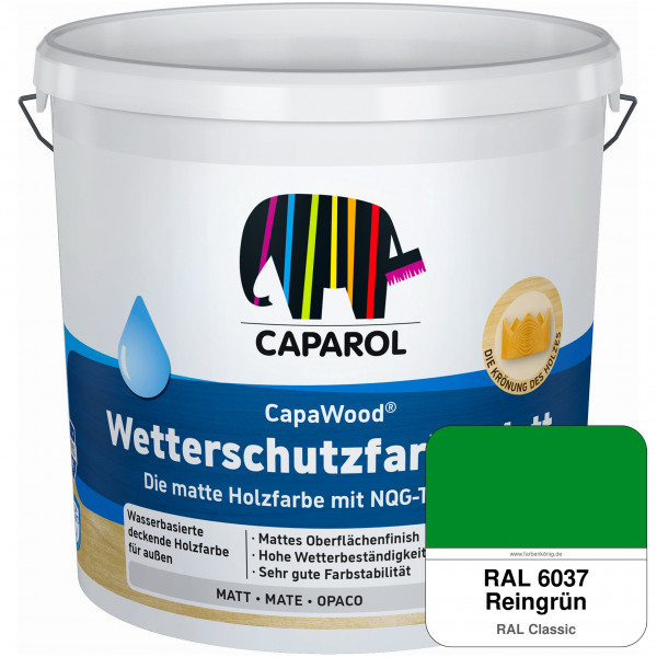 CapaWood® Wetterschutzfarbe Matt (RAL 6037 Reingrün) - ersetzt Capadur Wetterschutzfarbe Matt