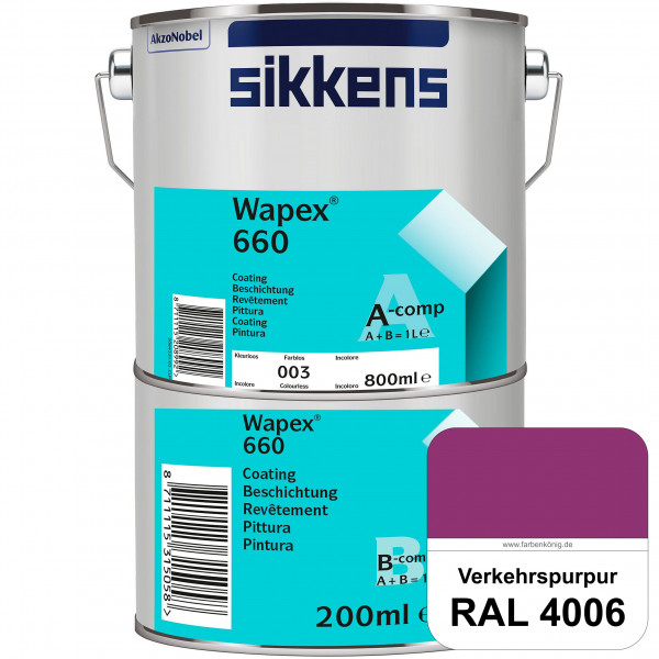 Wapex 660 Set (RAL 4006 Verkehrspurpur) seidenglänzende 2K-Epoxidharzlack für Böden & Wände (innen)