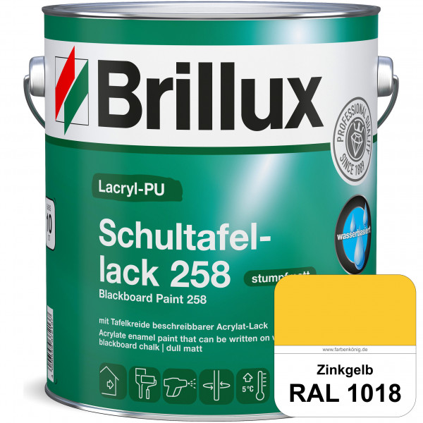 Lacryl-PU Schultafellack 258 (RAL 1018 Zinkgelb) wasserbasierter und matter Schultafellack (innen)