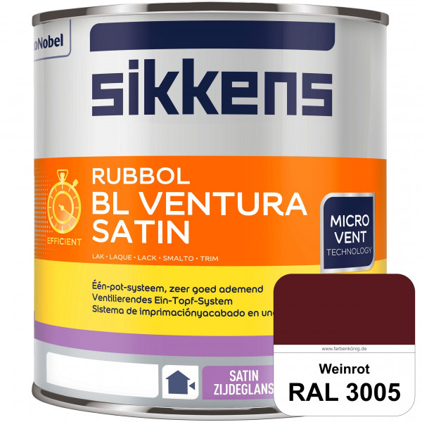 Rubbol BL Ventura Satin (RAL 3005 Weinrot) Seidenglanzlack (wasserbasiert) Fenster außen