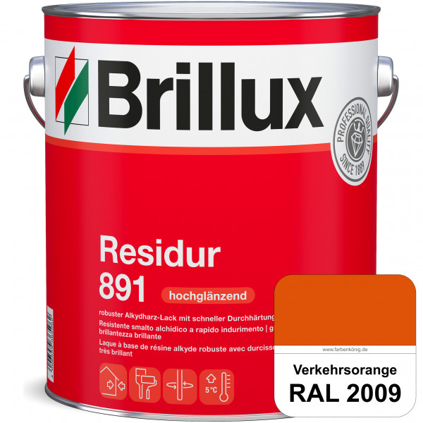 Residur 891 (RAL 2009 Verkehrsorange) widerstandsfähige, schnell trocknender Lack für grundierte Met