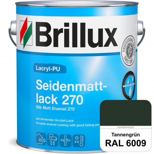 Lacryl-PU Seidenmattlack 270 (RAL 6009 Tannengrün) PU-verstärkt (wasserbasiert) für außen und innen