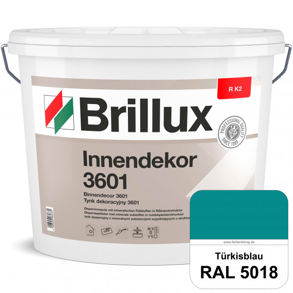 Innendekor ELF R K2 3601 (RAL 5018 Türkisblau) Rillenputz zur Erzielung dekorativer und strapazierfä