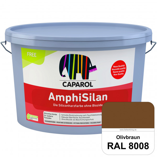 AmphiSilan FREE (RAL 8008 Olivbraun) Mineralmatte Fassadenfarbe in spezieller Siliconharz-Bindemitte