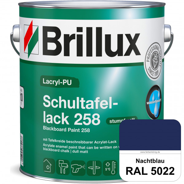 Lacryl-PU Schultafellack 258 (RAL 5022 Nachtblau) wasserbasierter und matter Schultafellack (innen)