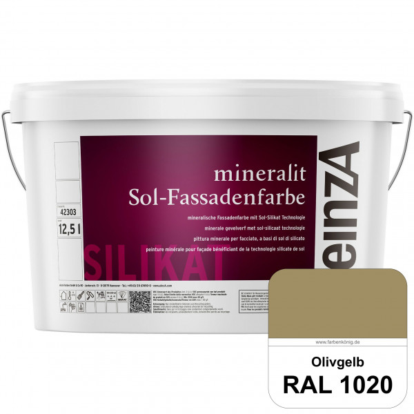 einzA mineralit Sol Fassadenfarbe (RAL 1020 Olivgelb) mineralische Fassadenfarbe mit Sol-Silikat Tec
