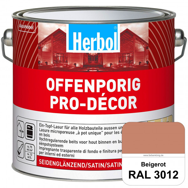 Herbol Offenporig Pro-Décor (RAL 3012 Beigerot) Hochwertige Ein-Topf-Holzlasur mit 2-Phasen-UV-Schut