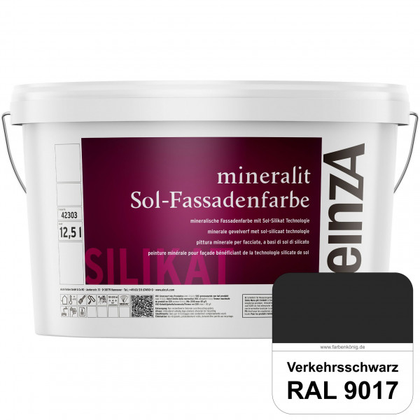 einzA mineralit Sol Fassadenfarbe (RAL 9017 Verkehrsschwarz) mineralische Fassadenfarbe mit Sol-Sili