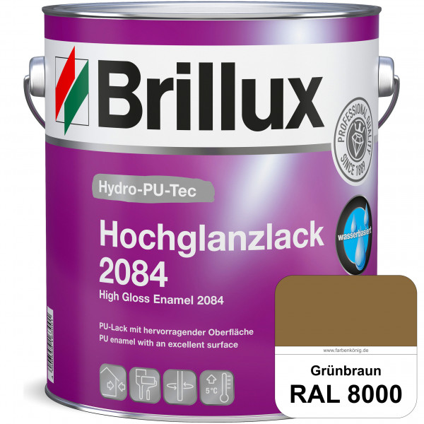 Hydro-PU-Tec Hochglanzlack 2084 (RAL 8000 Grünbraun) wasserbasierter Hochglanzlack für Holz, Zink, A
