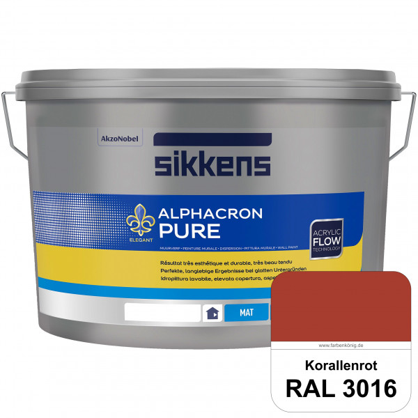 Alphacron Pure (RAL 3016 Korallenrot) Edelmatte & hochertige Premium Wandfarbe für glatte Untergründ