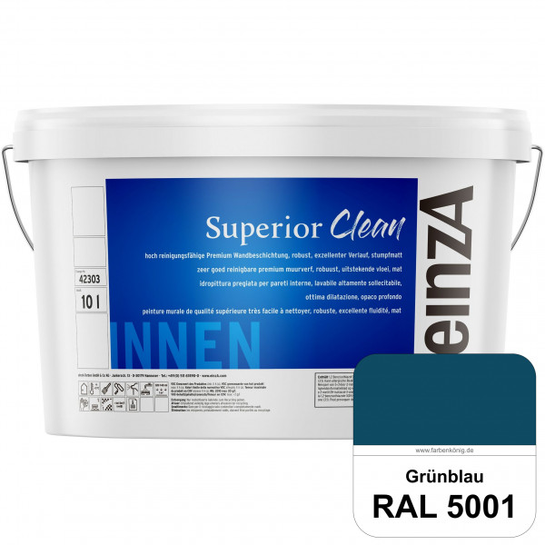 einzA Superior Clean (RAL 5001 Grünblau) Hoch reinigungsfähige, stumpfmatte Premium-Wandbeschichtung