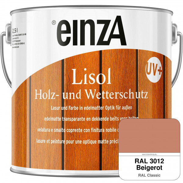 einzA Lisol Holz- und Wetterschutz Lasur und Farbe (RAL 3012 Beigerot)