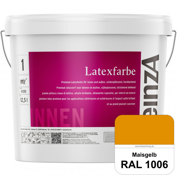 einzA Latexfarbe Premium (RAL 1006 Maisgelb) Hochwertige scheuerbeständige seidenglänzende Latexfarb