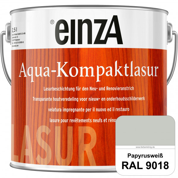 einzA Aqua-Kompaktlasur (RAL 9018 Papyrusweiß) wasserverdünnbare & feuchtigkeitsregulierende Lasurbe