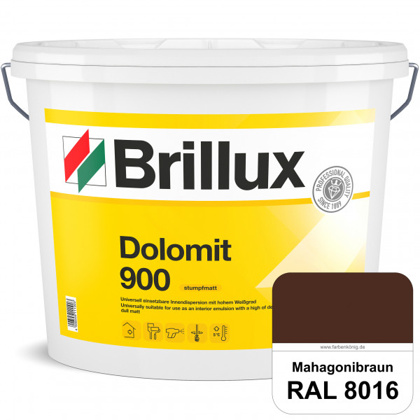 Dolomit 900 (RAL 8016 Mahagonibraun) stumpfmatte Innen-Dispersionsfarbe mit gutem Deckvermögen