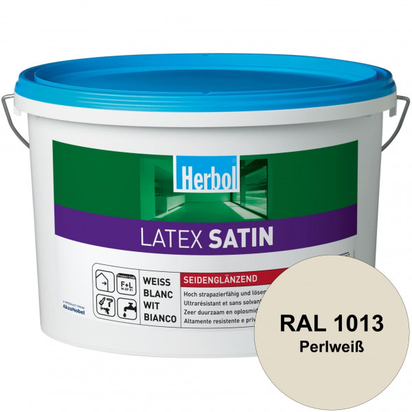 Latex Satin (RAL 1013 Perlweiß) Seidenglänzende Latexfarbe mit hoher Strapazierfähigkeit