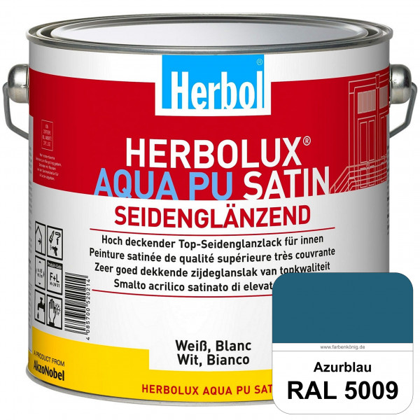Herbolux Aqua PU Satin (RAL 5009 Azurblau) Wasserverdünnbarer Top-PU-Seidenglanzlack (Innen)