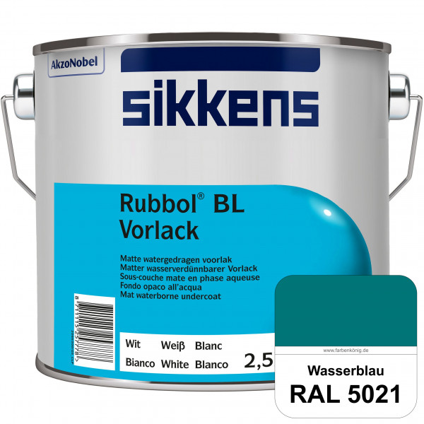 Rubbol BL Vorlack (RAL 5021 Wasserblau) Wasserbasierter, matter & umweltschonender Vorlack (innen)