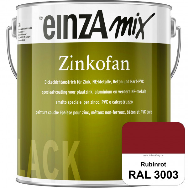 einzA Zinkofan (RAL 3003 Rubinrot) Hoch wetterbeständiges "Dickschicht-1-Topf-System"