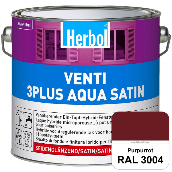 Venti 3Plus Aqua Satin (RAL 3004 Purpurrot) wasserbasierter & feuchtigkeitregulierender Ein-Topf-Fen