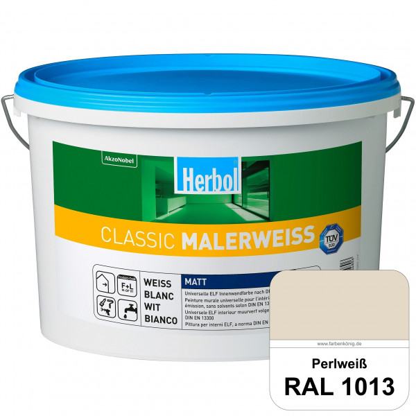 Classic Malerweiss (RAL 1013 Perlweiß) Universell wirtschaftliche & matte Wandfarbe