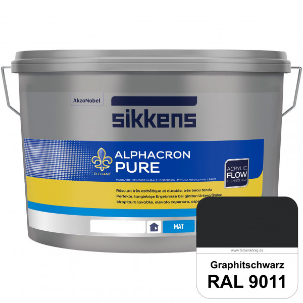 Alphacron Pure (RAL 9011 Graphitschwarz) Edelmatte & hochertige Premium Wandfarbe für glatte Untergr