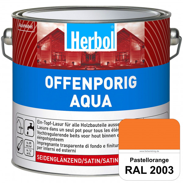 Offenporig Aqua (RAL 2003 Pastellorange) Wasserverdünnbar & hochwertige Ein-Topf-Holzlasur - Feuchte