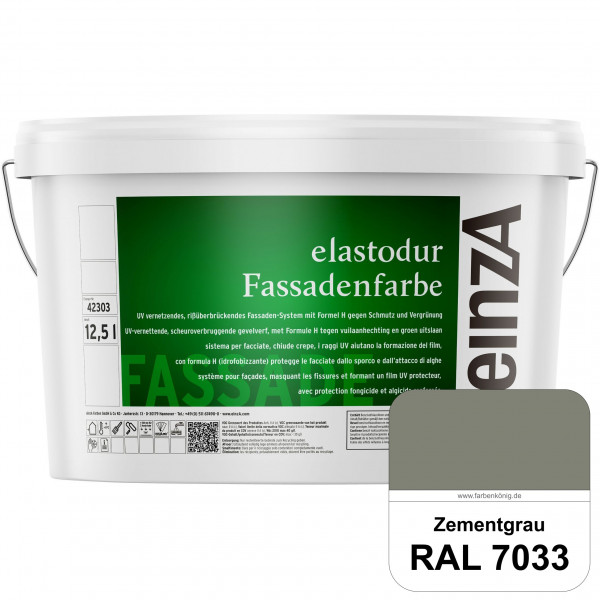 einzA elastodur Fassadenfarbe (RAL 7033 Zementgrau) UV-vernetzendes & rissüberbrückendes Fassadenfar