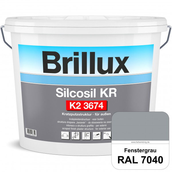 Silcosil KR K2 3674 (RAL 7040 Fenstergrau) siliconverstärkter Dekorputz, Kratzputzstruktur, wetterbe