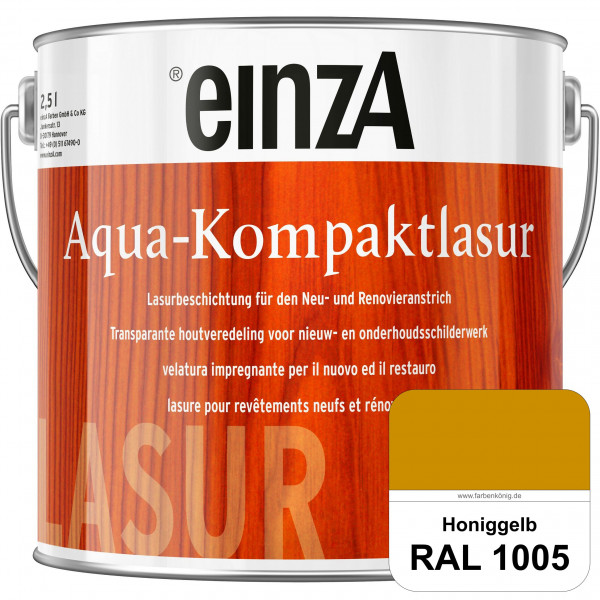 einzA Aqua-Kompaktlasur (RAL 1005 Honiggelb) wasserverdünnbare & feuchtigkeitsregulierende Lasurbesc