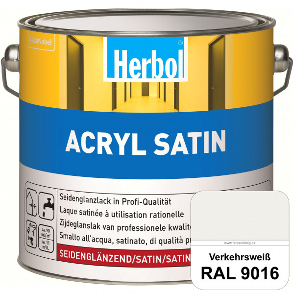 Acryl Satin (RAL 9016 Verkehrsweiß) wasserverdünnbarer seidenglänzender Lack (Innen & Außen)